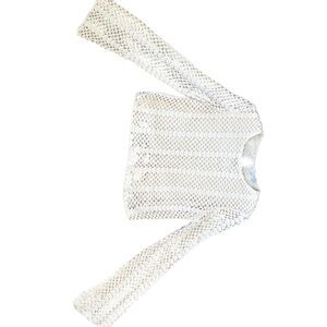 Lucy Paris Women's Ivory Crochet Knit Bell Sleeve Boho Cottagecore Top Sz M‎